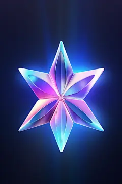 光滑水晶材质反射炫彩透明星星图片