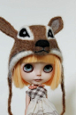 OOAK Artisan Needle Felted Blythe Deer Hat by CupcakeCurio