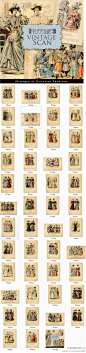 【45 Victorian Fashion】很早之前一个朋友给我要的维多利亚时期的服装图鉴，我恍惚中记得自己有，结果看了发现多数是教怎么制作的，找了很久才找到了纯图鉴。一共45张，每张都是1600*1116的，时间拖得有点长，但愿不要介意。下载地址：http://t.cn/S5Sspu