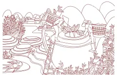 中国民族风茶叶手绘插画  - 源文件下载【酷图网】手绘插画,茶叶插画,插画设计,手绘采茶,中国风插画,插画线稿,国潮手绘,插画描线