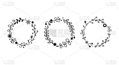 三个野花花环。矢量股票插图海报或卡片