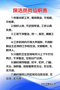 最新原创保洁员岗位职责宣传海报-众图网