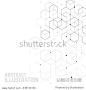 Vector abstract background with cube cell. Modern technology illustration with square mesh. Digital geometric abstraction with lines and points.
