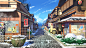 Anime 3556x2000 Touhou Game CG sky clouds street Chinese architecture snow digital art daylight trees plant pot