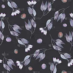 无缝花卉图案与水彩简单的蓝色抽象花