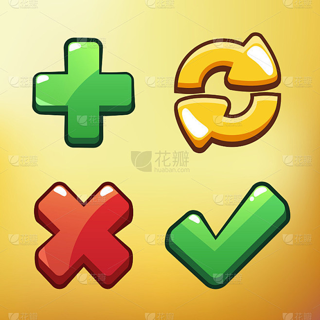 卡通图标不同的符号资产矢量插图