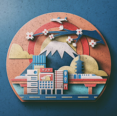 非性采集到paper-cut 剪纸风插画