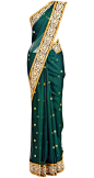 SABYASACHI  Green chanderi sari with red bird pallu.