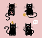 可爱卡通黑猫矢量素材，素材格式：AI，素材关键词：猫,卡通,黑猫