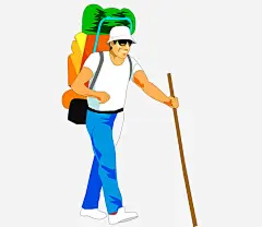 卡通爬山1免抠素材_新图网 https://ixintu.com 休闲活动 卡通男 手绘人物 爬山 爬山男