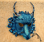 Custom Duochrome Teal Dragon Mask by merimask