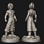 Goku SSJ2 - Fan Art for 3D Print, Elton Souza : Hello guys, I want to share a sculpture I made of Goku for 3D printing, the renders were made with 3ds max - vray, I hope you like it.