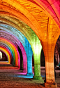 Rainbow arches, Fountains Abbey, North Yorkshire, England #城市# #美景# #素材# #创意# #楼梯#