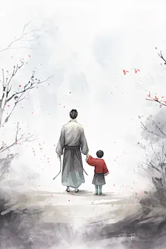 培训中国风水墨古风教师节老师学生人物插画