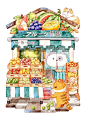 我的《理想店铺》 : ＼\\٩( 'ω' )و //／各领域授权了，手快有，手慢无~ 一共10张图图~猫咪商铺主题~ 需要过程图的举爪爪我康康要不要发~ 十字绣已授权~   #水彩画  #插画  #拼图  #手绘  #手账