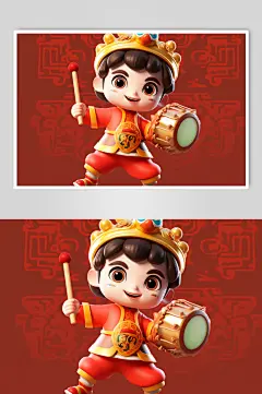AI数字艺术新年过春节人物模型-众图网