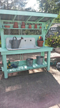 I bought the antique sink and my husband built the potting table.  He did an amazing job.