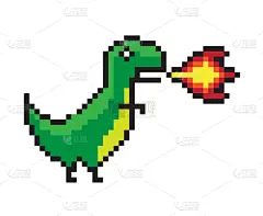 危险,恐龙,彩色图片,像素化,火焰,可爱的,部分,侏罗纪,做,复古