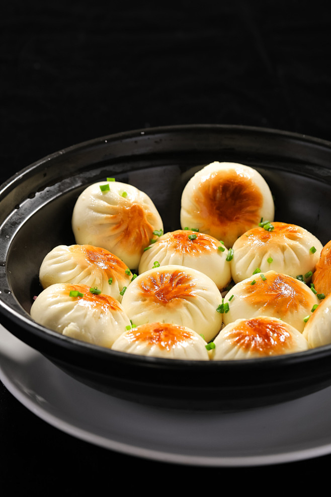 葱香生煎包高清美食摄影图片-花瓣网