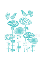 Birds & Blooms in Turquoise  #治愈系# #水彩# #素描#