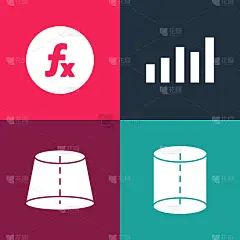集波普艺术几何图形，图形，时间表，图表，图表和功能的数学符号图标。向量