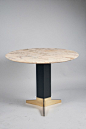 Ignazio Gardella; Brass, Enameled Steel and Marble Center Table, c1950.