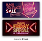 black friday super sale neon banners