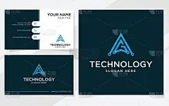 AG首字母与元素技术标志适合互联网，网络或编程与名片模板