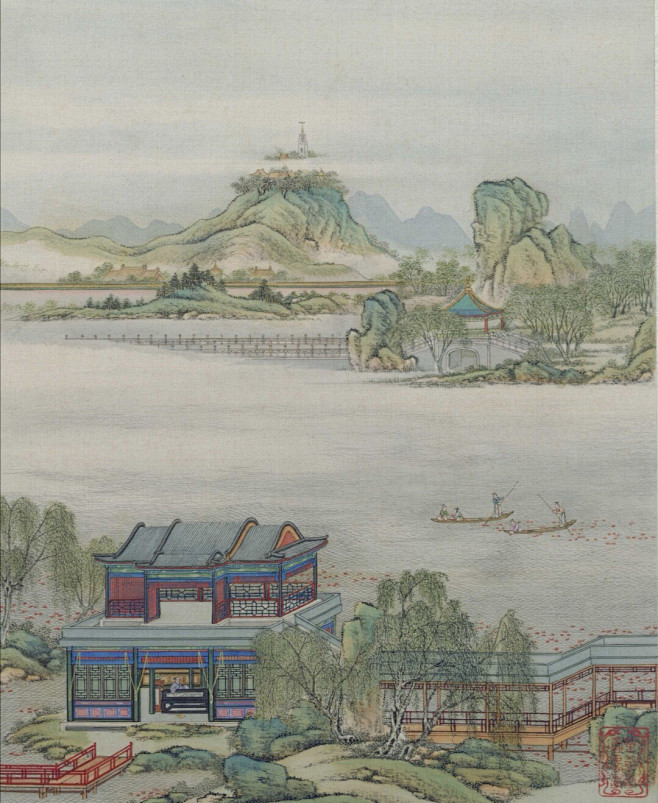 山水，界画，清 陈枚