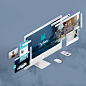 The Screens - Free Perspective PSD Mockup Template : The Screens is the Perfectly PSD Mockup with the Perspective View to showcase your website design project in the modern style. You can easily add your own designs with the smart layers.• Smart Objects R
