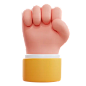 Raised Fist Hand Gesture 3D Icon