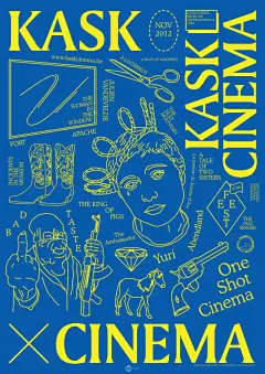 比利时皇家美术学院的卡斯克(KASK)经营着一家独立影院，放映着从经典电影到实验视频艺术的各种作品。2012年，一系列电影海报被创作出来。



创作人员说：“通过展示电影中手工绘制的主题来传达节目的丰富性——哭泣的女人在《圣女贞德的激情》中扮演的著名角色。”只应用两种颜色，却有着许多四色电影海报都没达到的影响力。各种元素的混杂处理，巧妙地使其看似不那么艺术，同时又有明显的现代感。