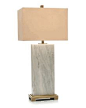 Limited Production Design & Stock: 34" Tall Large Scale White Marble Profile Table Lamp * Brass Accents: 