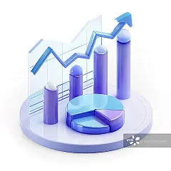 【AI数字艺术】柱状图 折线图 三维 3D图片素材