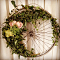 Bike wheel flower wreath: 