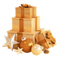 千库网_圣诞圣诞节金色立体礼盒圣诞装饰_元素编号12940751