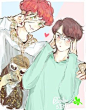 EXO吴世勋朴灿烈灿勋手绘插画壁纸by.SailorSEHUN