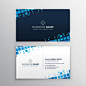 Business card with blue squares Free Vector