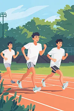 AI数字艺术扁平风校园运动会人物插画