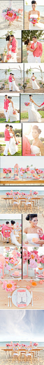 #婚礼灵感# 粉红色和橙色的海滩婚礼灵感秀 http://t.cn/zT5twKb (共10张图片)