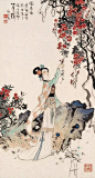 干净清爽的仕女画，好喜欢！_白描 : 顾炳鑫（1923-2001）， 著名国画家、版画家、 连环画家， 被誉为“南顾北刘（继卣）”， “新连环画的开拓者”、“白描圣手”。 笔墨简练、设色明丽， 非常具有个人风格， 干…