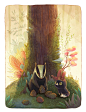 Little Big Adventures Of A Cat Lost In The Woods : This new art series, created by Alena Tkach for NeonMob, is the story of a curious kitty named Pinkerton. Told through two beautifully illustrated images, our tiny hero makes new friends getting lost in t