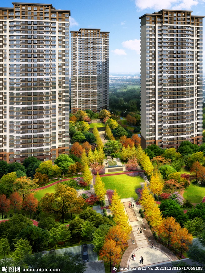 小区景观中轴鸟瞰图设计图__建筑设计_环境设计_设计图库_昵图网nipic.com-花瓣网