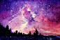【星空】喜欢风景，喜欢画下来，一起来学习呀（人物渣就直说嘛！_水彩吧_百度贴吧