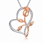 Amazon.com: Klurent Heart Rose Pendant Necklace, 14K White Gold/Rose Gold 5A Cubic Zirconia Rose Flower Necklace Jewelry for Women Mom Girlfriend Wife: Jewelry