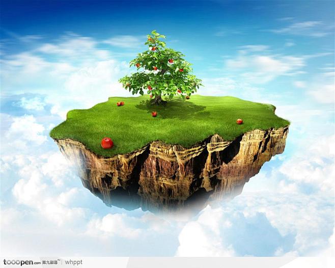 低碳环保生活素材--蓝天白云、绿地、果树...