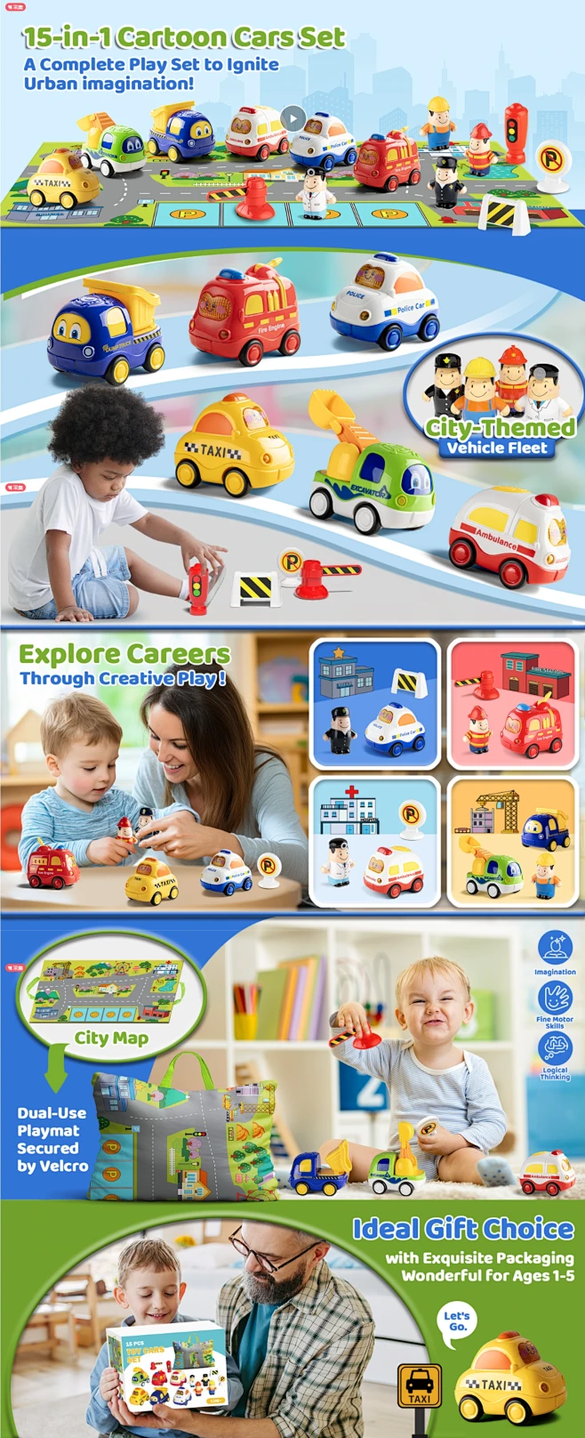 Jouet Voiture à Friction Pour Tout-petits 1-3 Ans - Cadeau D'anniversaire Garçon Ou Fille, Neuf