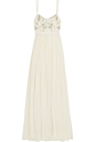 Needle & Thread - Embellished satin-crepe and tulle gown : Ivory satin-crepe and tulle Concealed zip fastening along back 100% nylon; lining: 100% polyester Dry clean Designer color: Chalk