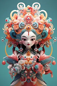 京剧人物国潮立体人物模型
