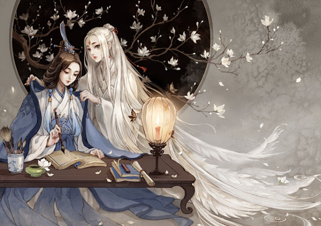 古风~中国风~插画~手绘~美男~妖孽~美...